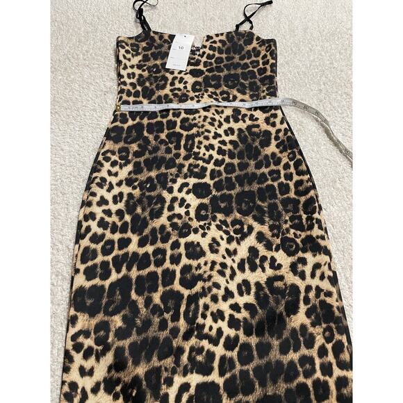 NWT Leopard Cocktail Dress Malabay sz 10 spaghetti strap bodycon animal Mob Wife - Picture 2 of 6